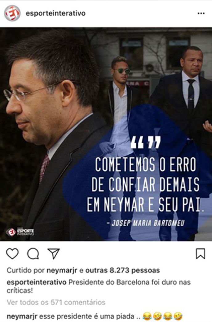 Barcellona, Neymar attacca Bartomeu: 'Questo presidente è una barzelletta!'