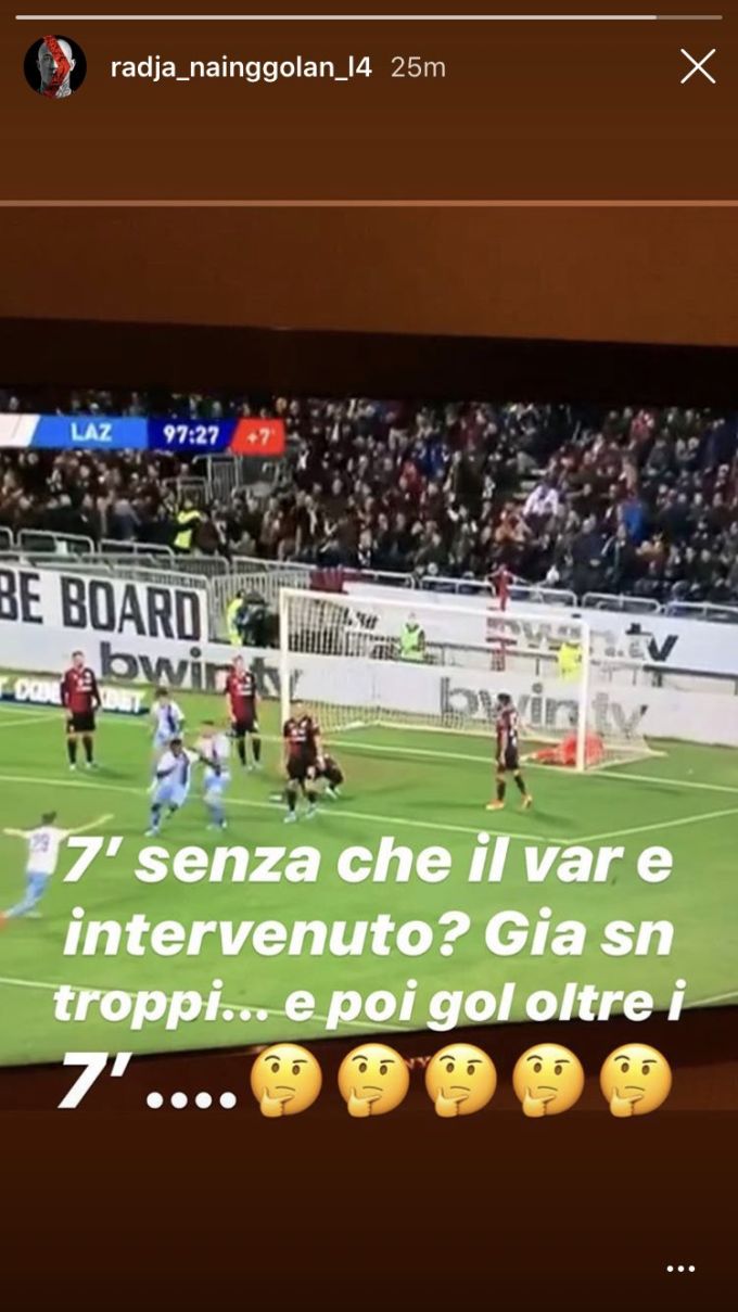 Cagliari-Lazio, Nainggolan polemico sui social: '7' di recupero senza il Var?'