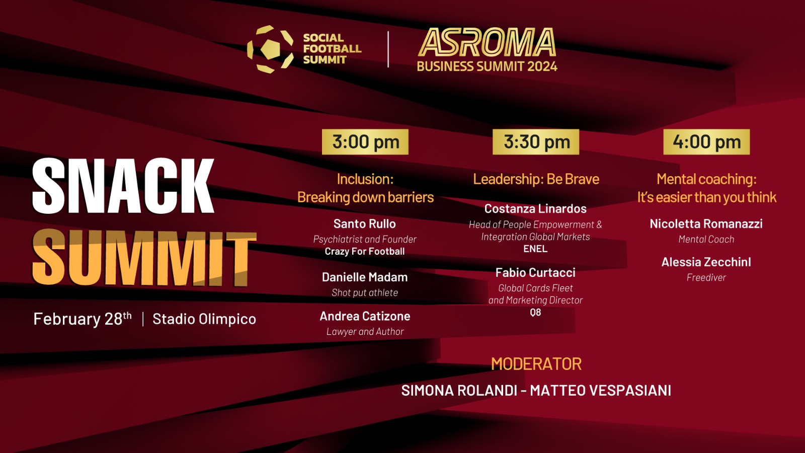 Snack Summit: tutto sull'evento organizzato da Social Football Summit e As Roma del 28 febbraio all'Olimpico