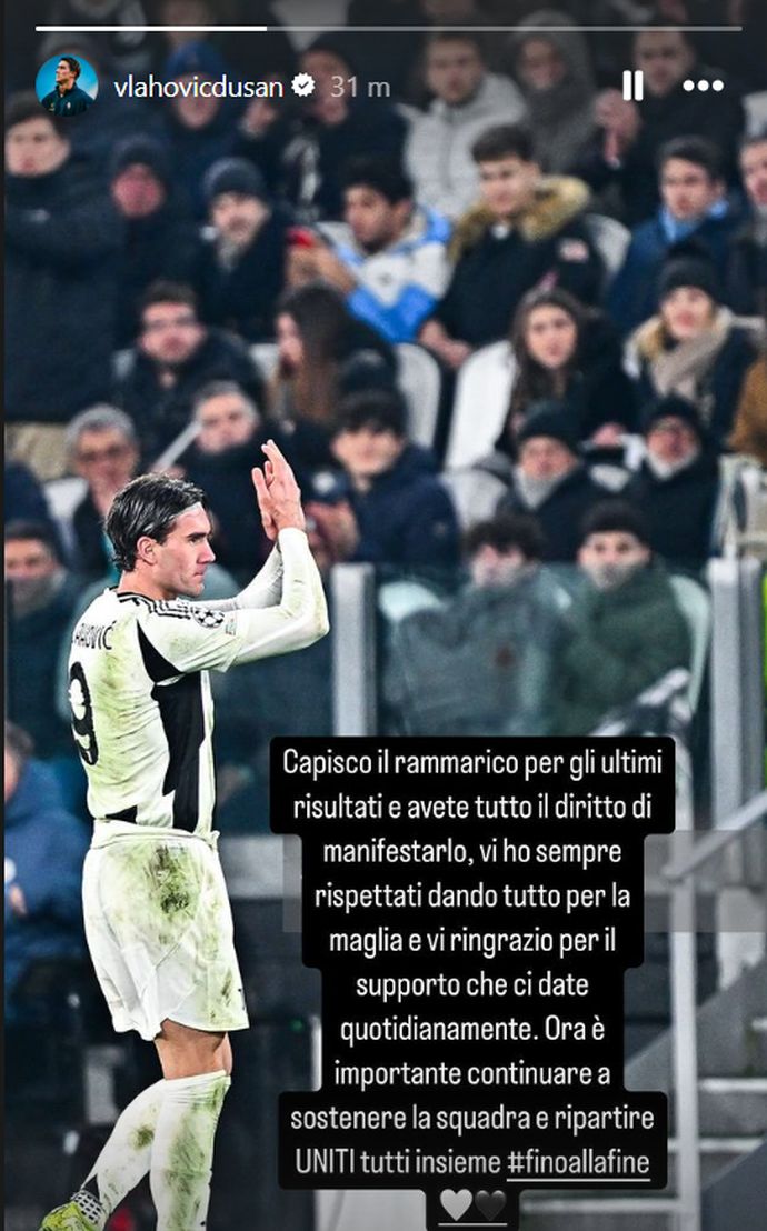 Juventus, Vlahovic ai tifosi: 