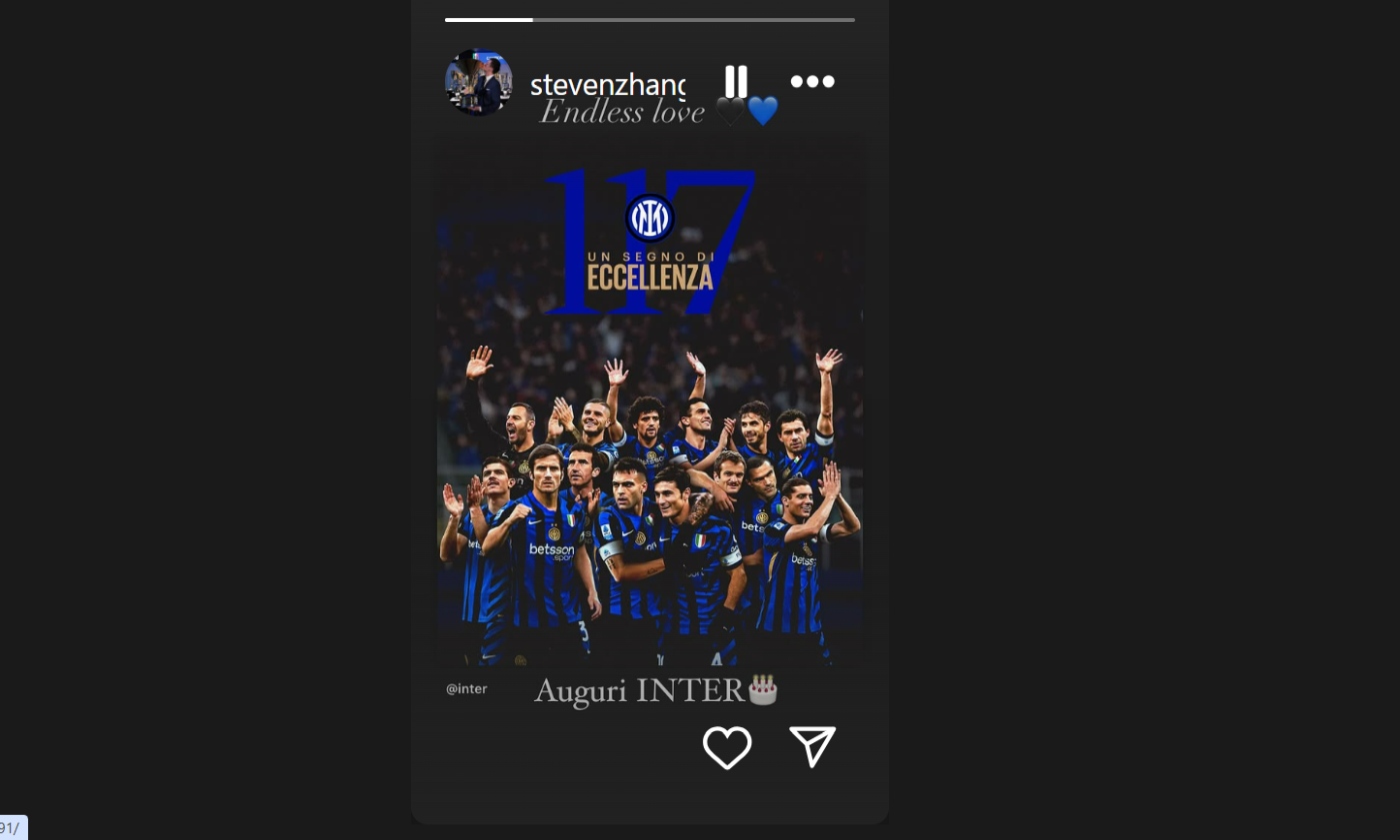 Inter, rispunta Zhang con un post su Instagram 