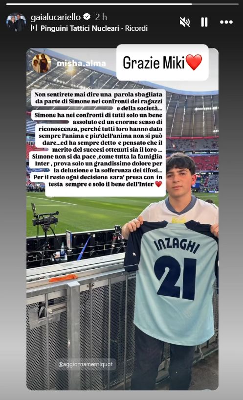 La moglie di Inzaghi ricondivide sui social: